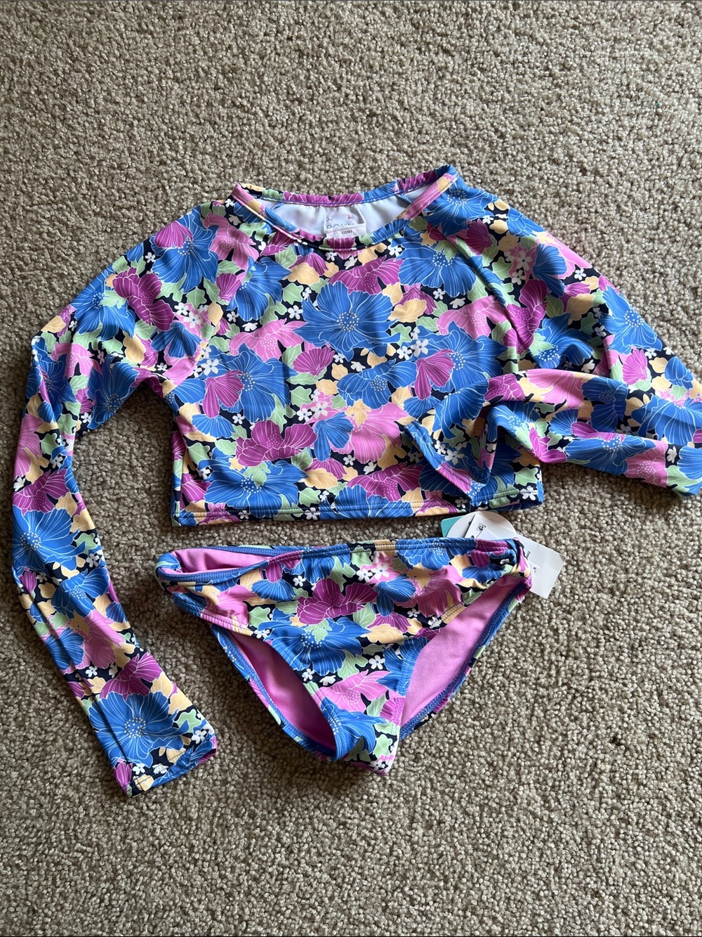 Roxy Girls Floral Long-Sleeve Rashguard 2 Piece Set